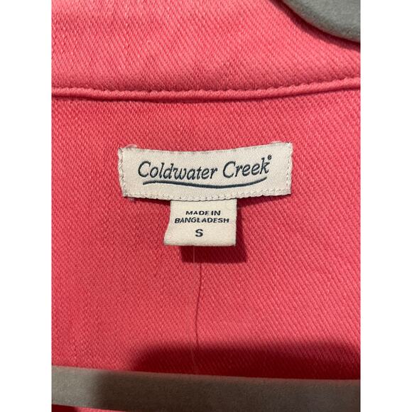 NWT Coldwater Creek Button-Front Knit Denim Trucker Jacket Pink Primrose Small - Picture 3 of 4